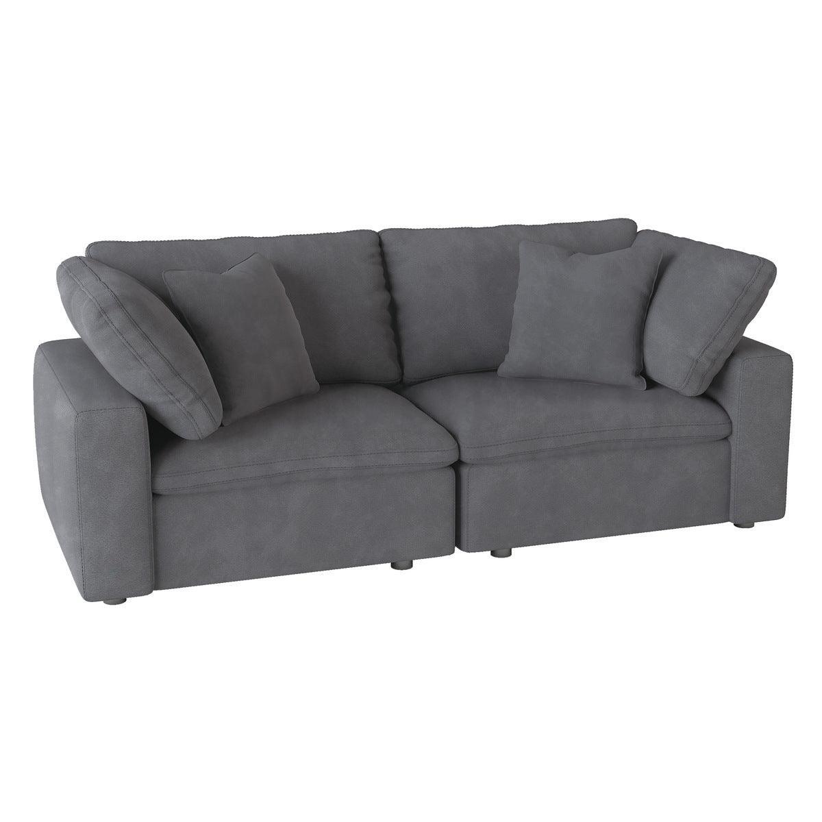 Gray Solid Wood And Plywood Textured Microfiber Polyester Upholstery Love Seat - Ella Furniture