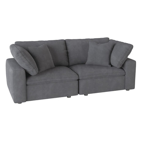 Gray Solid Wood And Plywood Textured Microfiber Polyester Upholstery Love Seat - Ella Furniture
