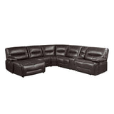 Dyersburg Brown Solid Wood Premium Faux Leather Upholstery 6-Piece Power Reclining Sectional - Ella Furniture