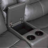 Dyersburg Gray Premium Faux Leather Upholstery 6-Piece Power Reclining Sectional With Left Chaise - Ella Furniture