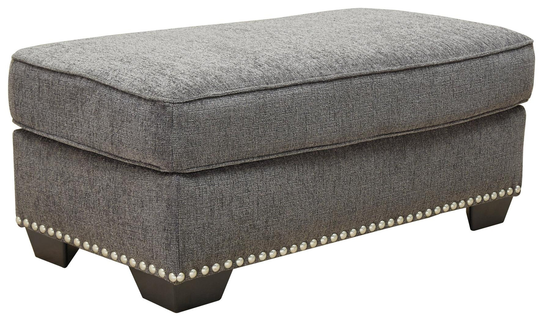 Locklin Carbon Chenille Ottoman - Ella Furniture