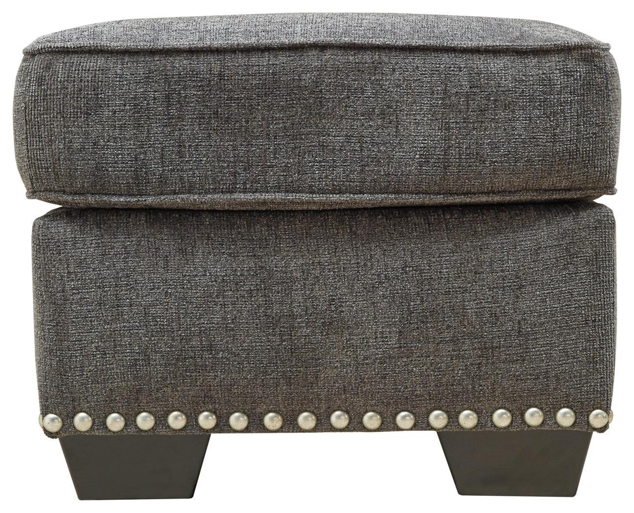 Locklin Carbon Chenille Ottoman - Ella Furniture