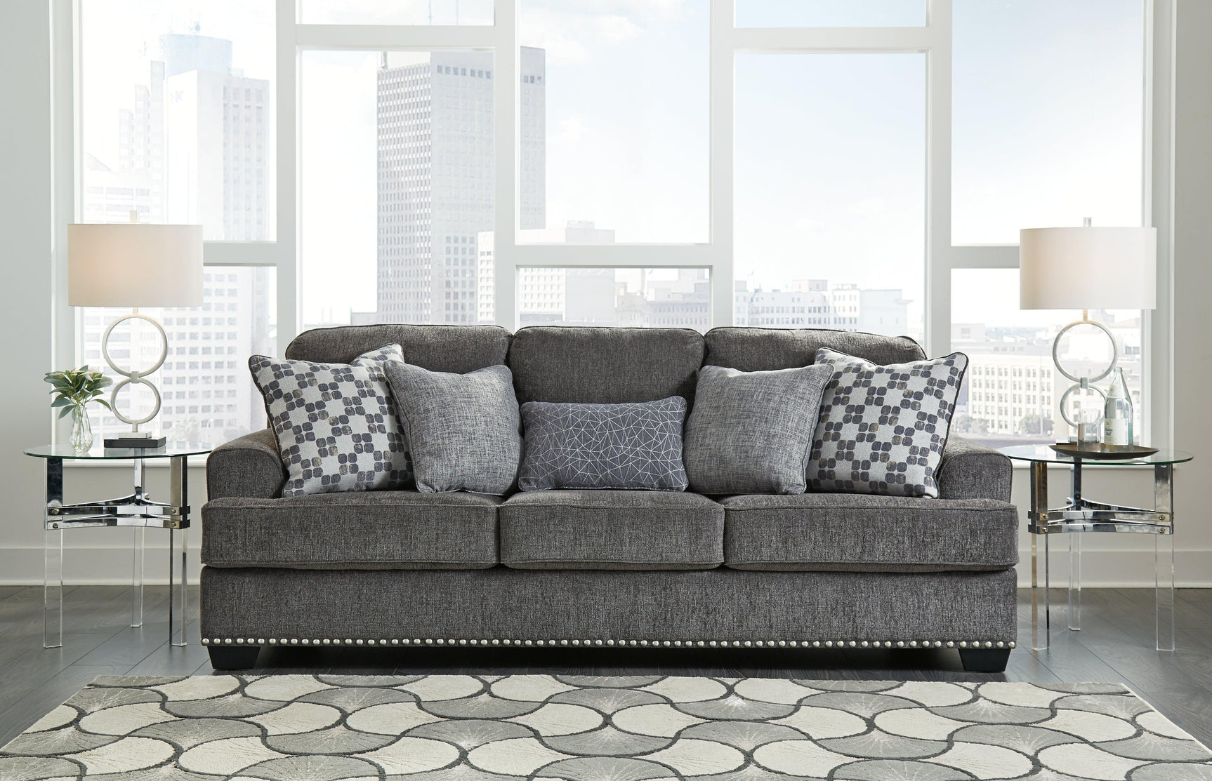 Locklin Carbon Chenille Sofa - Ella Furniture