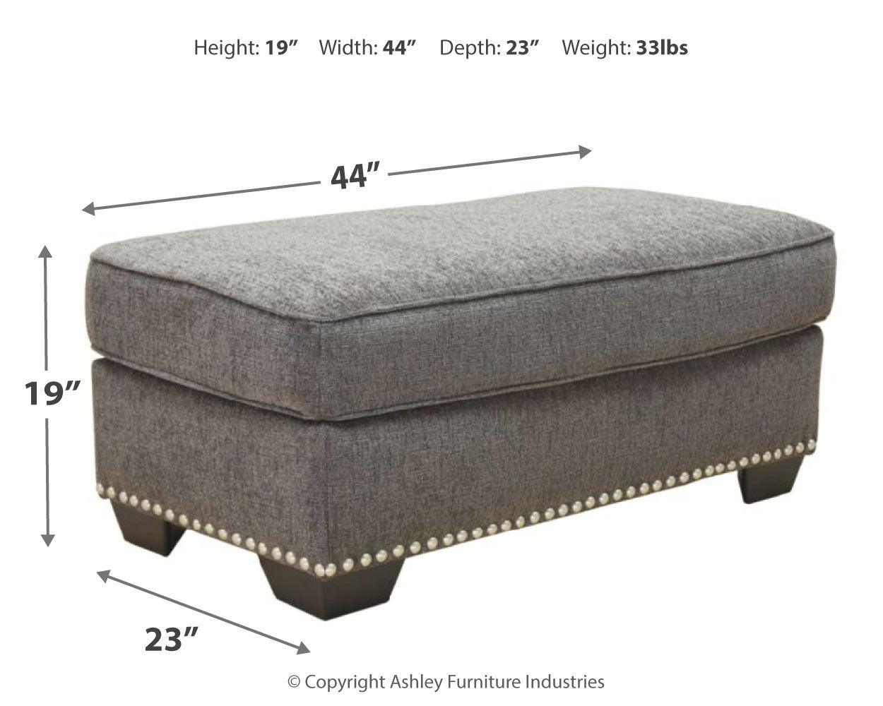 Locklin Carbon Chenille Ottoman - Ella Furniture