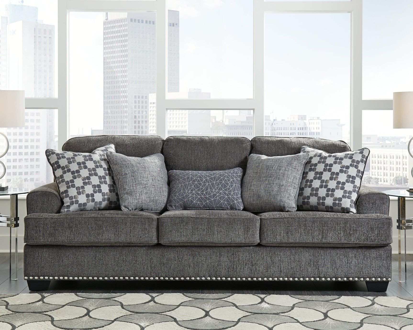 Locklin Carbon Chenille Sofa - Ella Furniture