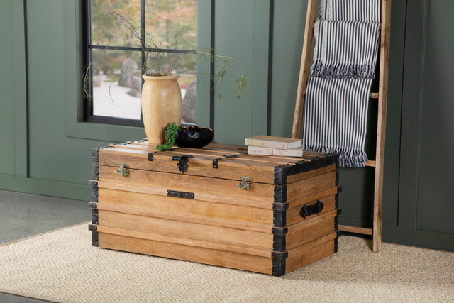 Simmons Rectangular Storage Trunk Natural And Black - Ella Furniture