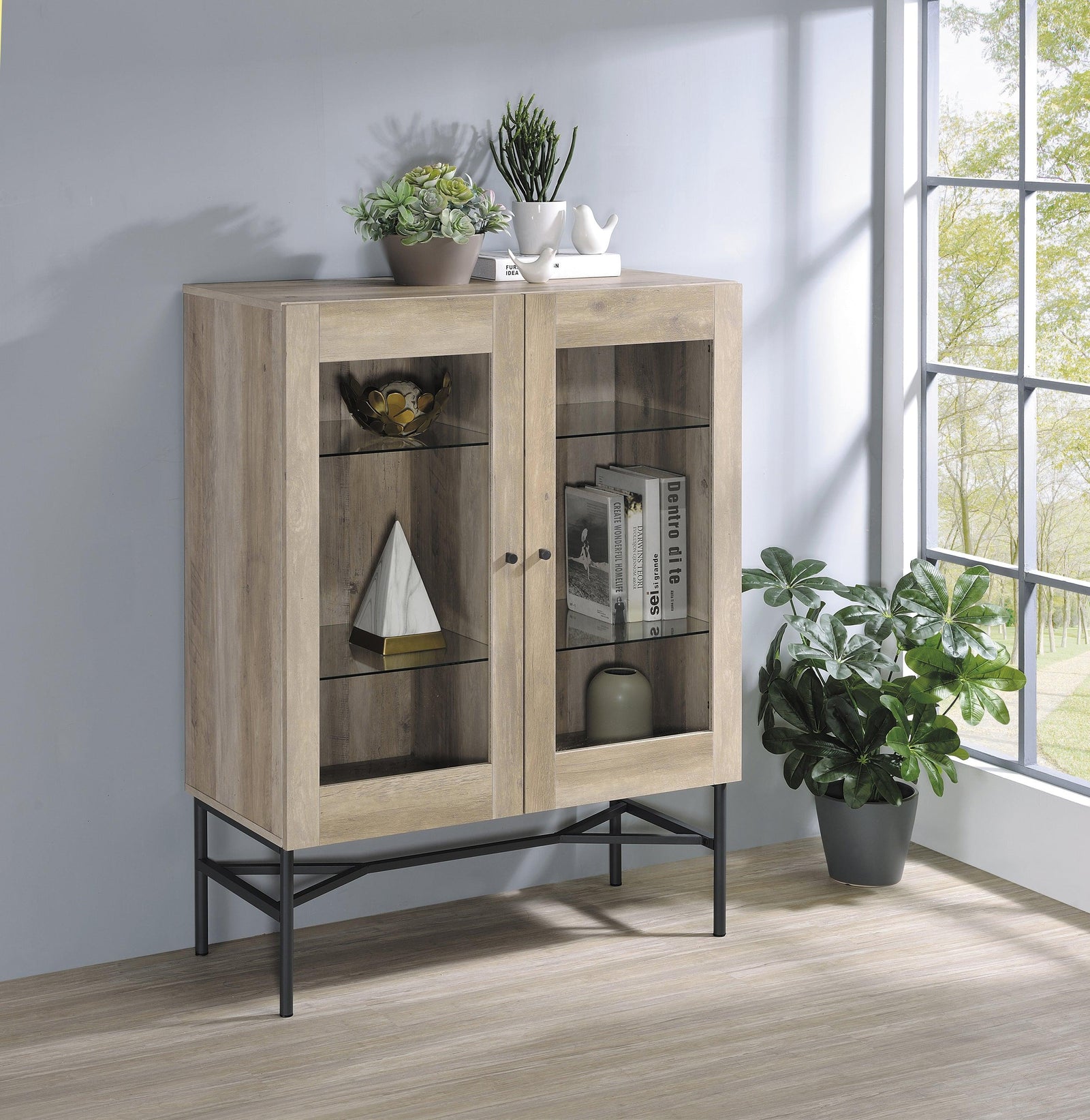 Bonilla 2-Door Accent Cabinet With Glass Shelves - Ella Furniture