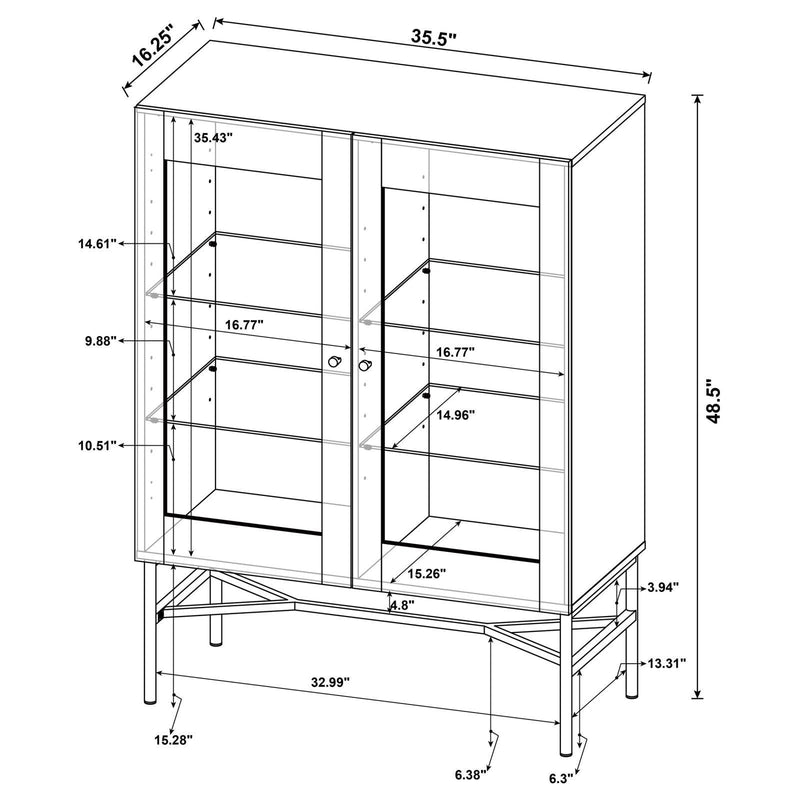 Bonilla 2-Door Accent Cabinet With Glass Shelves 959625 - Ella Furniture