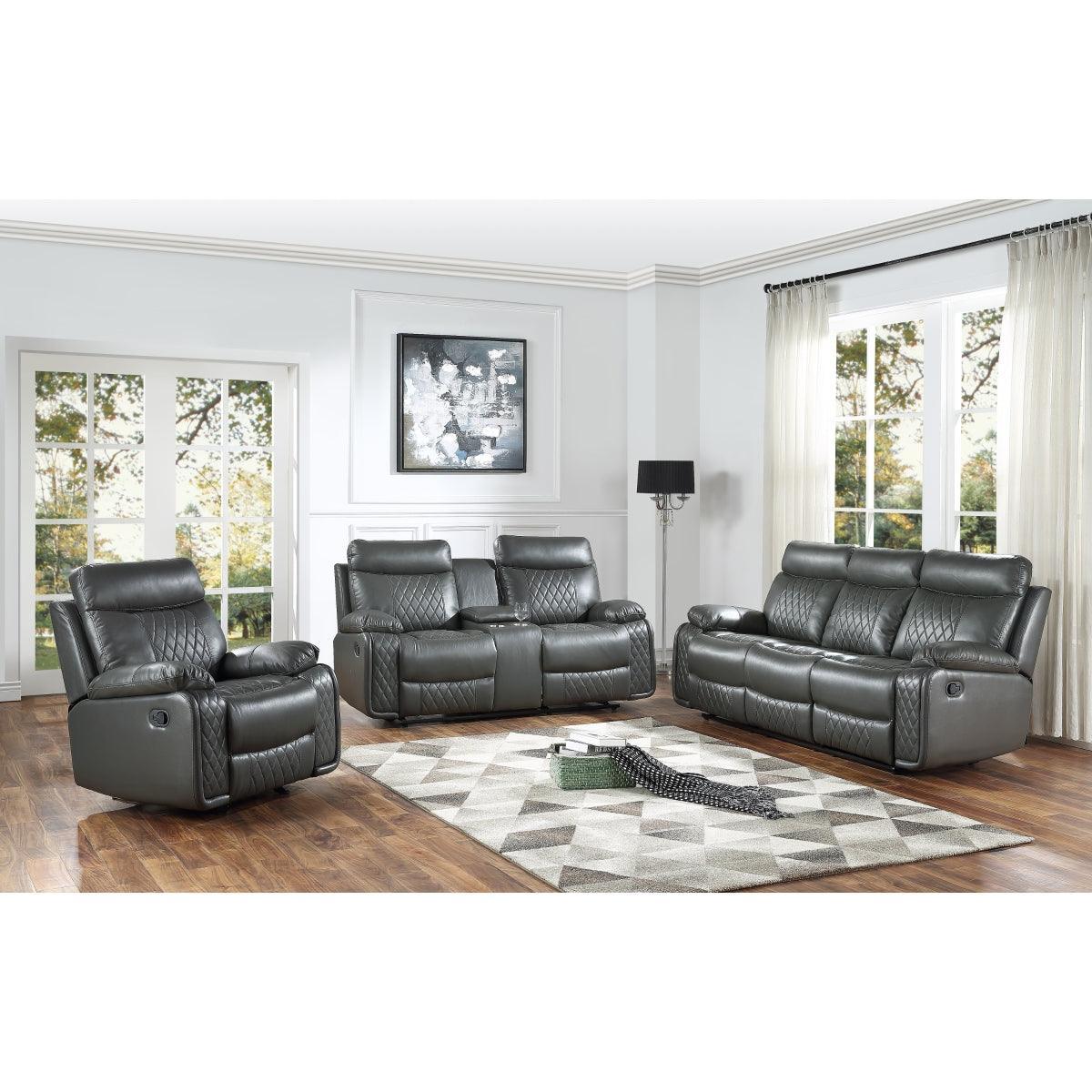 Gray Modern Sleek Solid Wood And Plywood Faux Leather Double Room Seat Set (Sofa And Love) - Ella Furniture