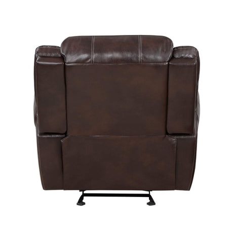 Center Hill Brown Solid Wood And Plywood Premium Faux Leather Upholstery Glider Reclining Chair - Ella Furniture