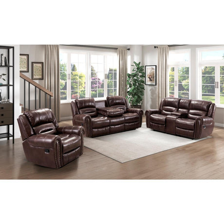 Center Hill Brown Solid Wood And Plywood Premium Faux Leather Upholstery Glider Reclining Chair - Ella Furniture