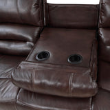 Center Hill Brown Solid Wood And Plywood Premium Faux Leather Upholstery Double Reclining Sofa - Ella Furniture