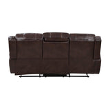 Center Hill Brown Solid Wood And Plywood Premium Faux Leather Upholstery Double Reclining Sofa - Ella Furniture