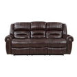 Center Hill Brown Solid Wood And Plywood Premium Faux Leather Upholstery Double Reclining Sofa - Ella Furniture