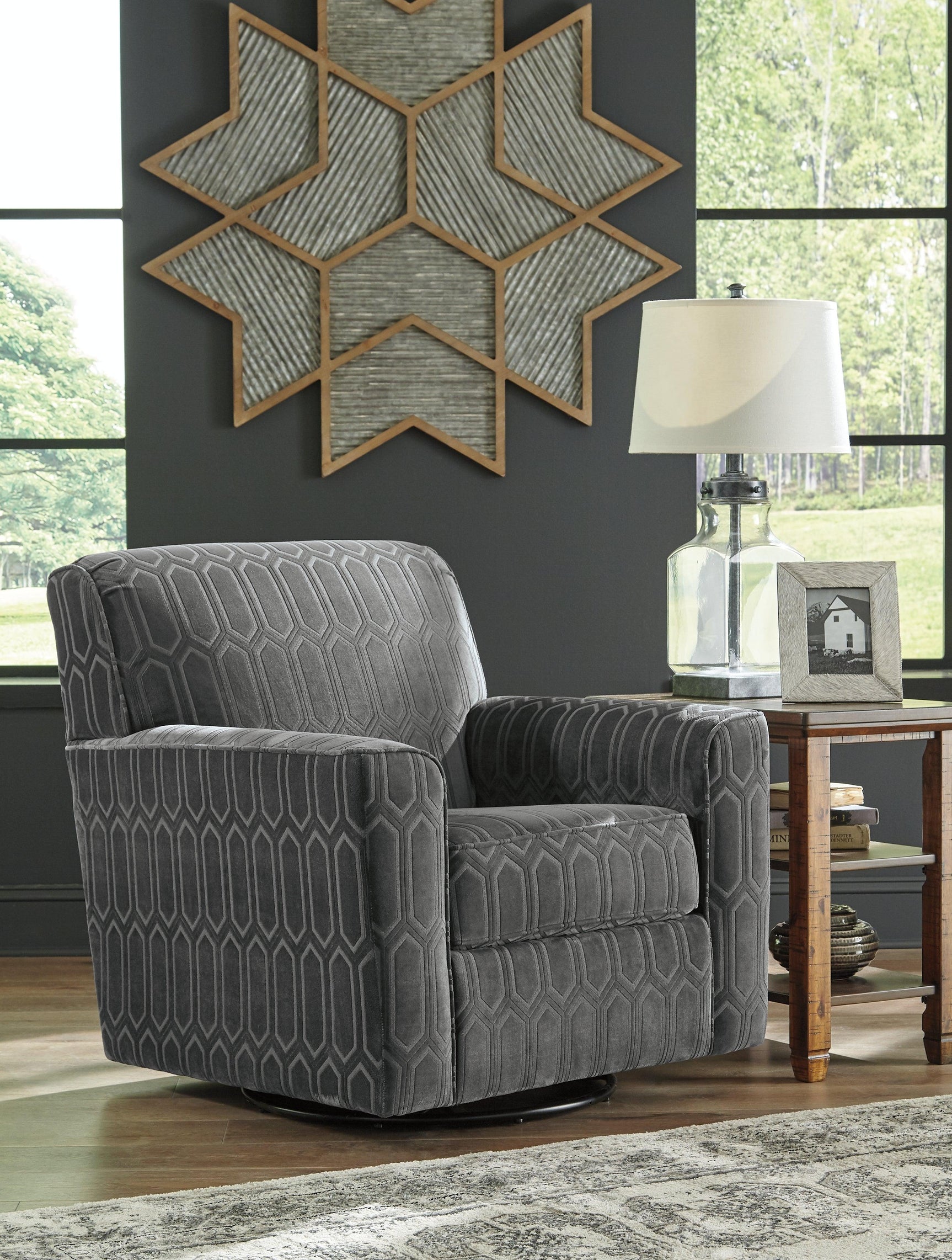 Zarina Graphite Chenille Accent Chair - Ella Furniture