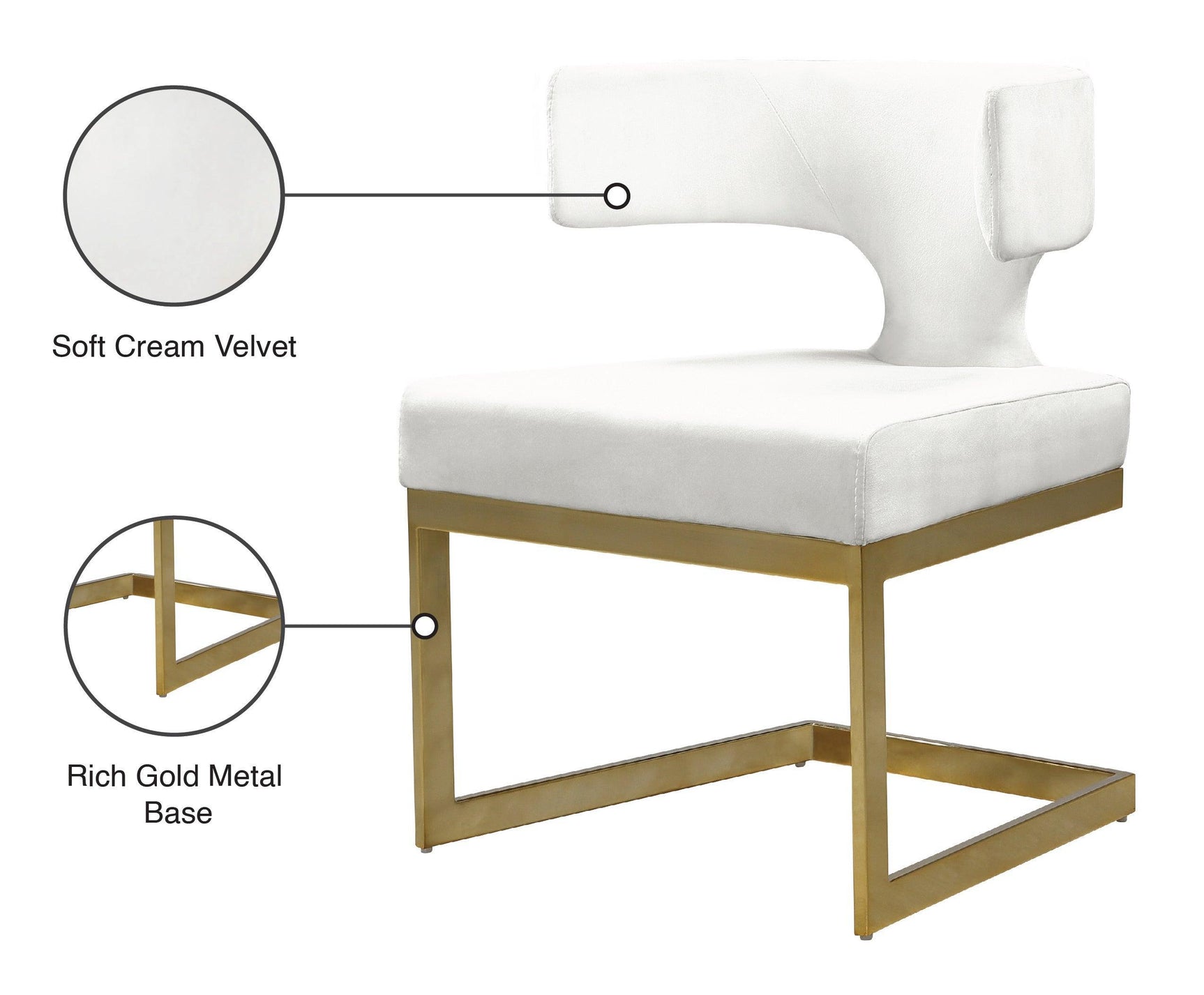 Alexandra Cream Velvet Dining Chair - Ella Furniture