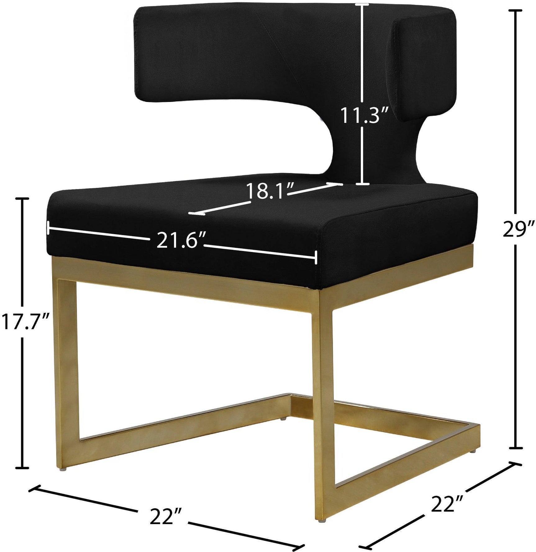 Alexandra Black Velvet Dining Chair 953Black-c - Ella Furniture
