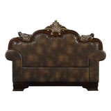Croydon Brown Solid Wood, Plywood Faux Leather And Chenille Fabric Upholstered Tufted Love Seat - Ella Furniture