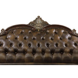 Croydon Brown Solid Wood And Plywood Faux Leather And Chenille Fabric Upholstered Tufted Sofa - Ella Furniture