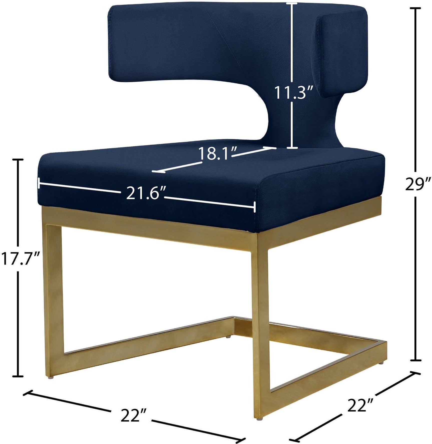 Alexandra Blue Velvet Dining Chair - Ella Furniture