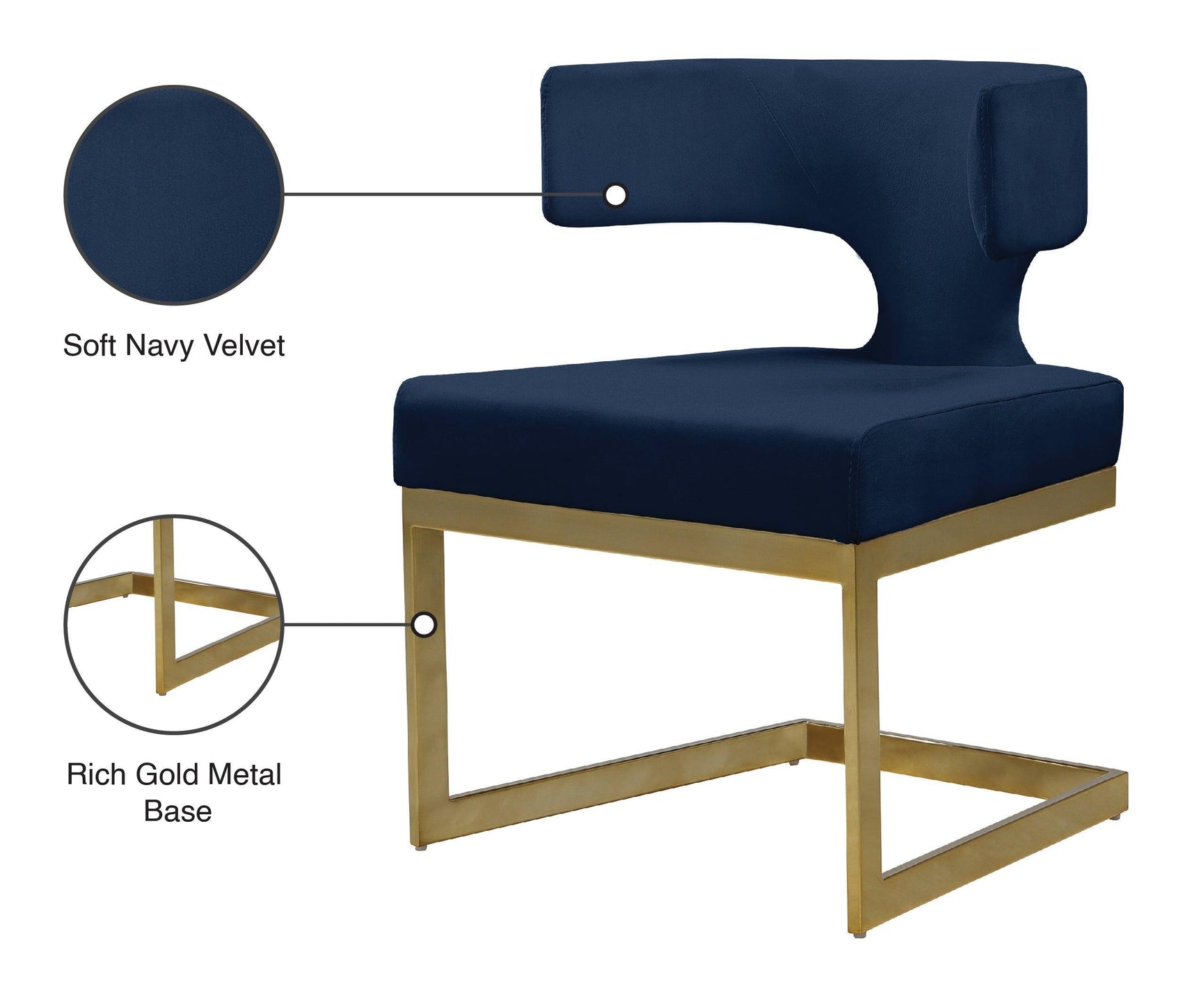 Alexandra Blue Velvet Dining Chair - Ella Furniture
