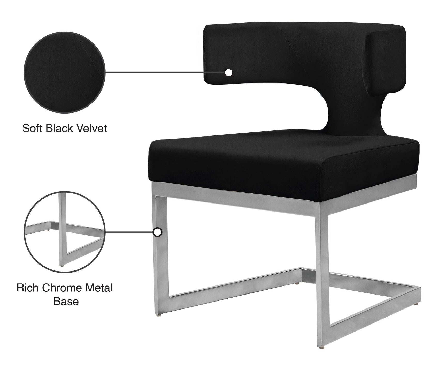 Alexandra Black Velvet Dining Chair - Ella Furniture