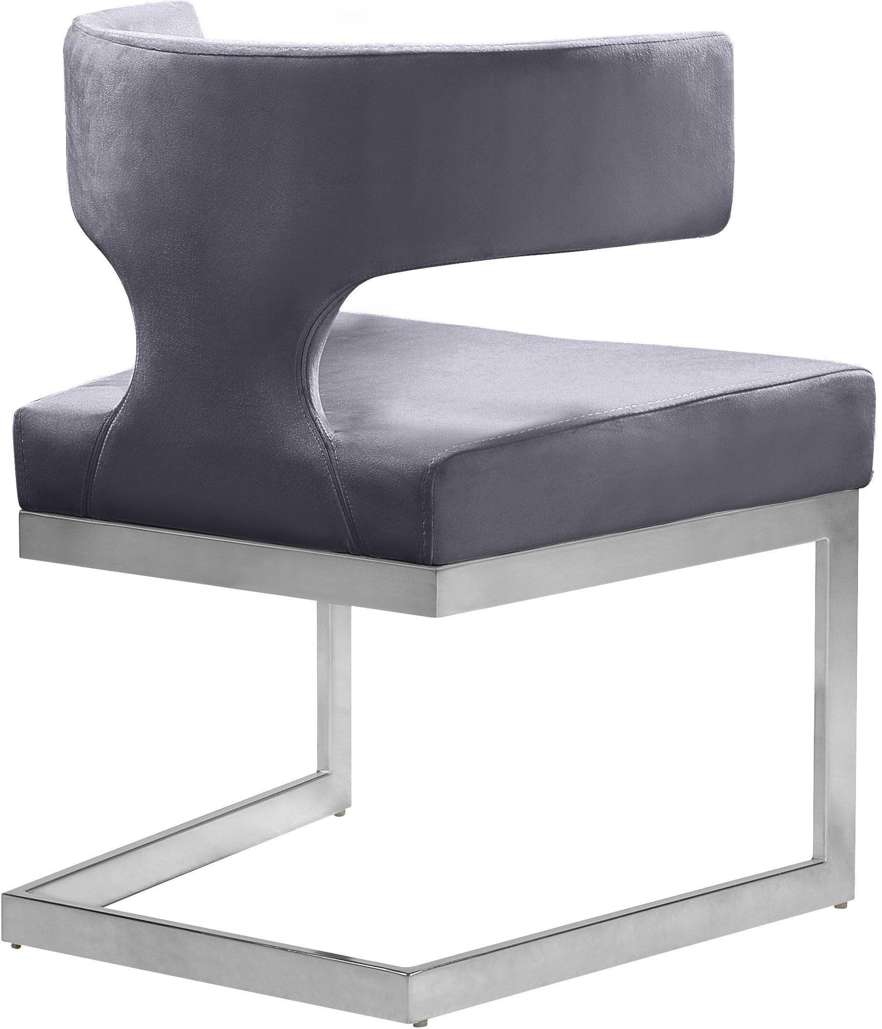 Alexandra Grey Velvet Dining Chair 954Grey-c - Ella Furniture