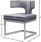 Alexandra Grey Velvet Dining Chair 954Grey-c - Ella Furniture