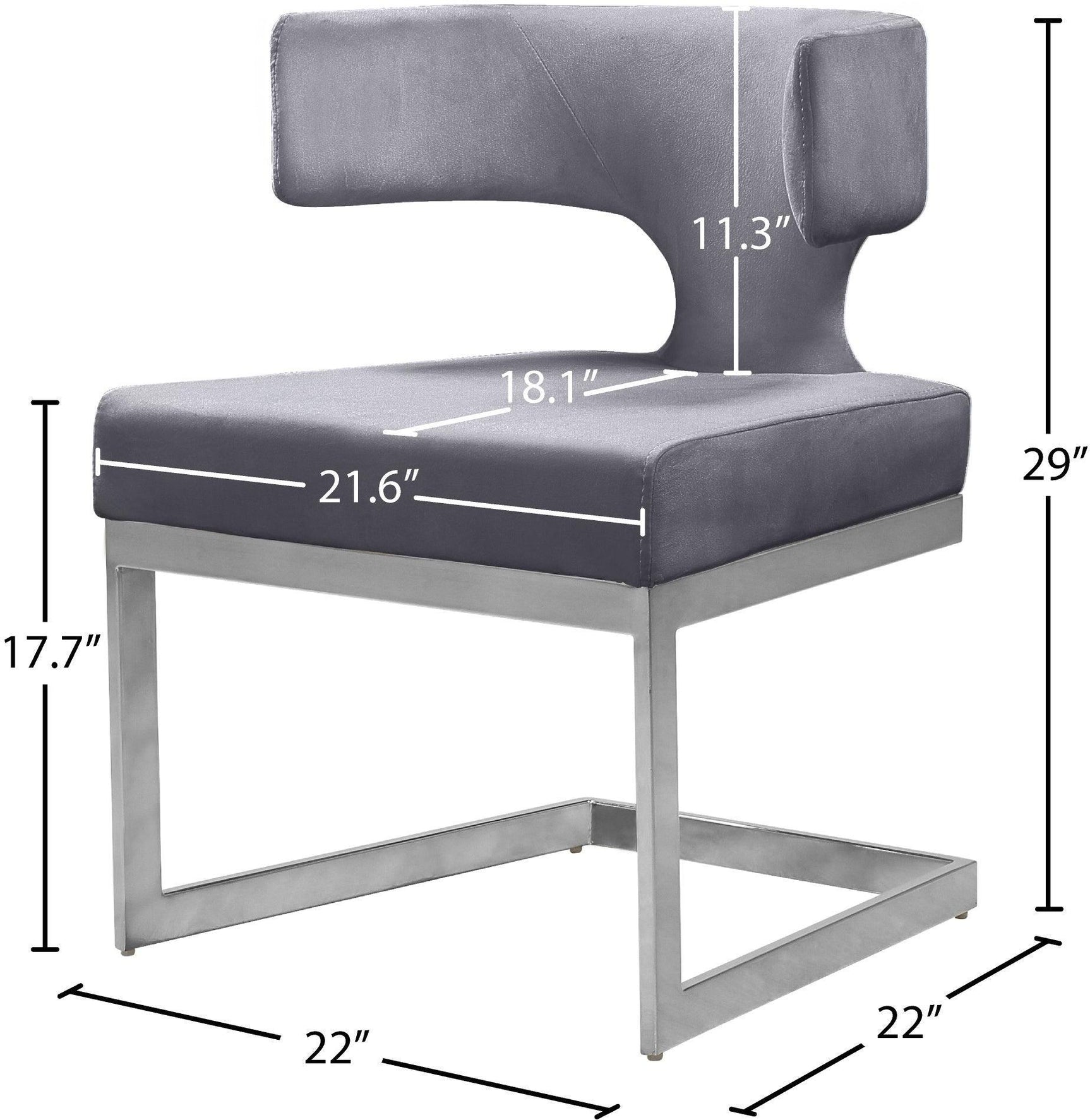 Alexandra Grey Velvet Dining Chair 954Grey-c - Ella Furniture