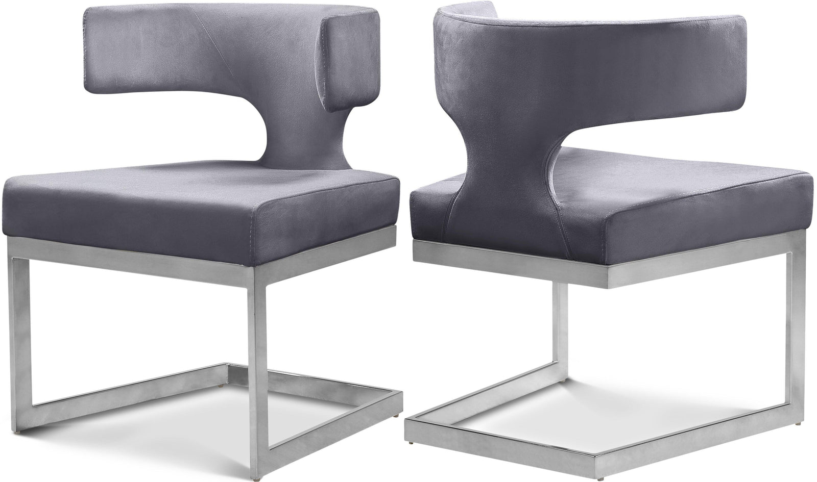 Alexandra Grey Velvet Dining Chair 954Grey-c - Ella Furniture