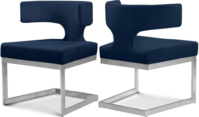 Alexandra Blue Velvet Dining Chair 954Navy-c - Ella Furniture