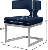 Alexandra Blue Velvet Dining Chair 954Navy-c - Ella Furniture