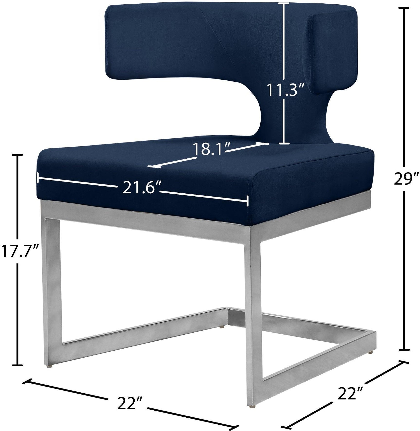 Alexandra Blue Velvet Dining Chair 954Navy-c - Ella Furniture