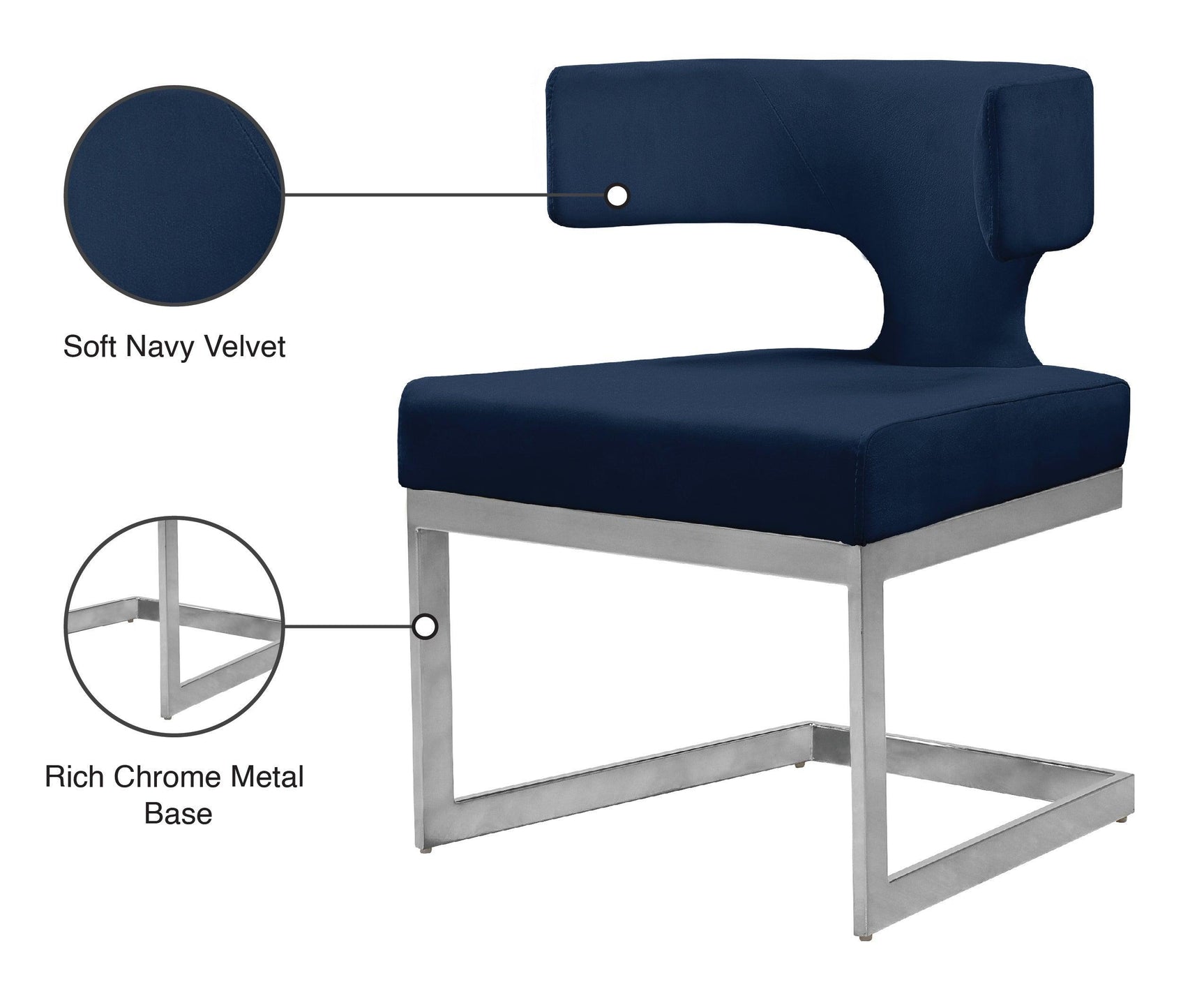 Alexandra Blue Velvet Dining Chair 954Navy-c - Ella Furniture
