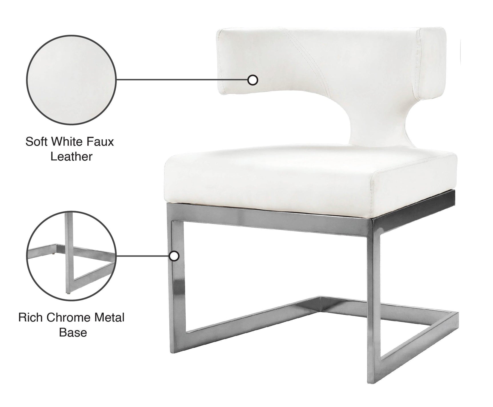 Alexandra White Faux Leather Dining Chair 954White-c - Ella Furniture