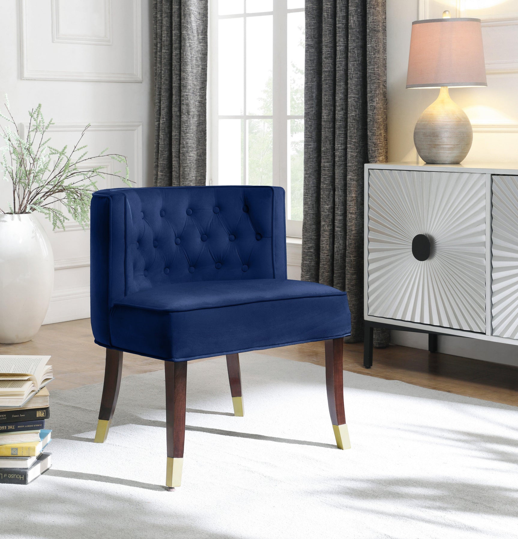 Perry Blue Velvet Dining Chair - Ella Furniture