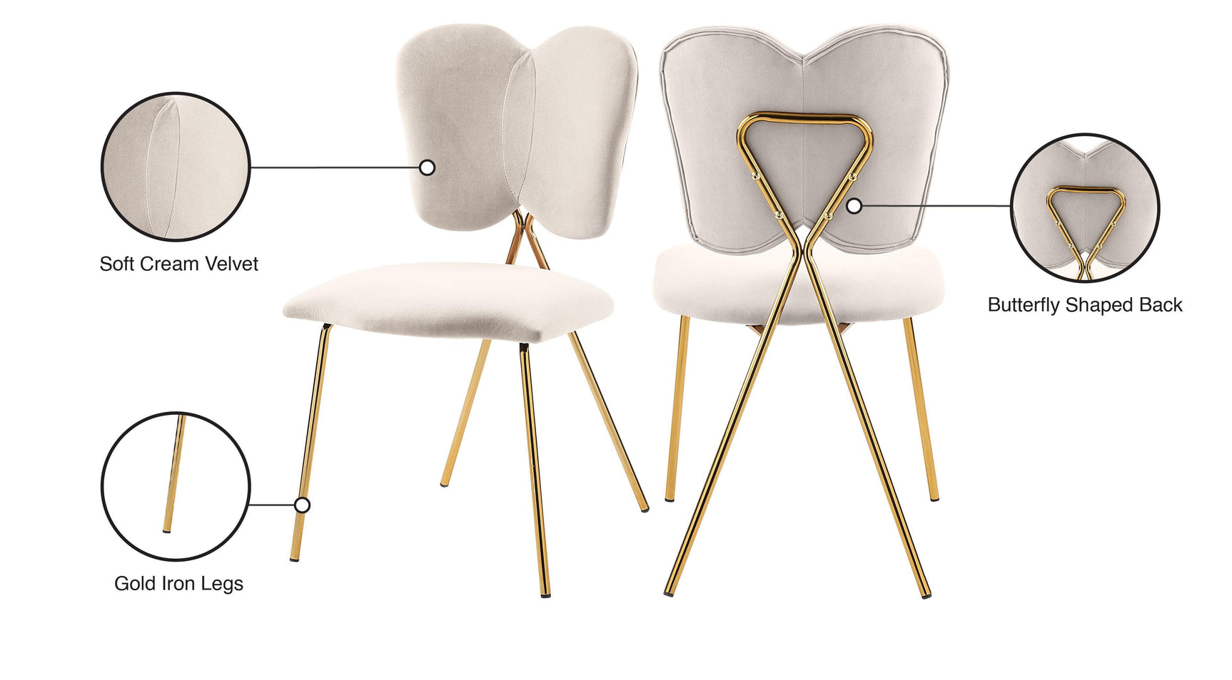 Angel Cream Velvet Dining Chair - Ella Furniture