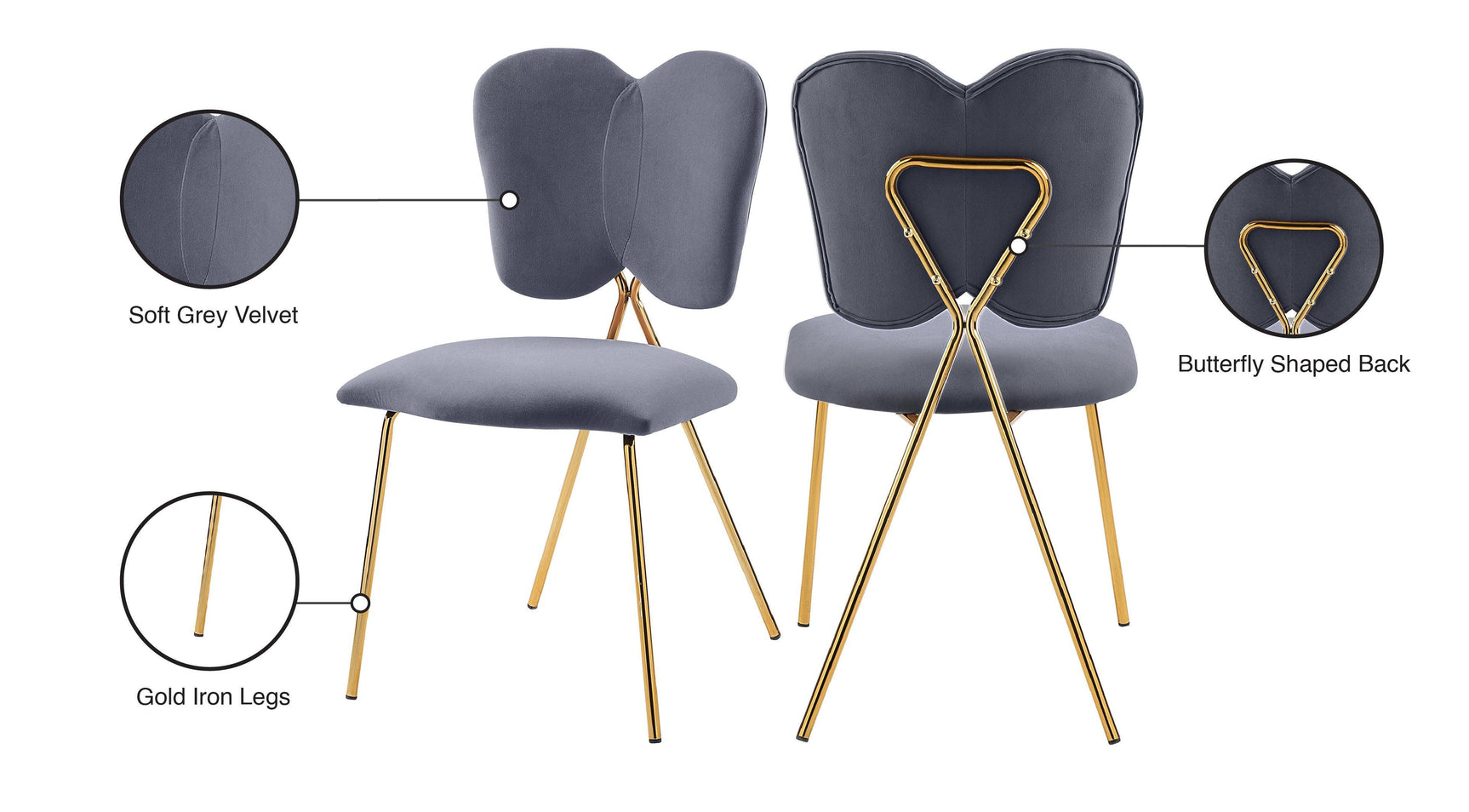 Angel Grey Velvet Dining Chair - Ella Furniture