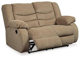 Tulen Mocha Chenille Reclining Loveseat - Ella Furniture