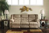 Tulen Mocha Chenille Reclining Sofa - Ella Furniture