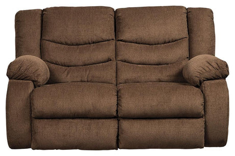 Tulen Gray Chenille Reclining Loveseat - Ella Furniture