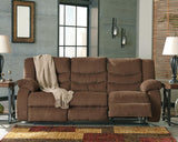 Tulen Mocha Chenille Reclining Sofa - Ella Furniture