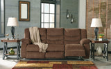 Tulen Mocha Chenille Reclining Sofa - Ella Furniture