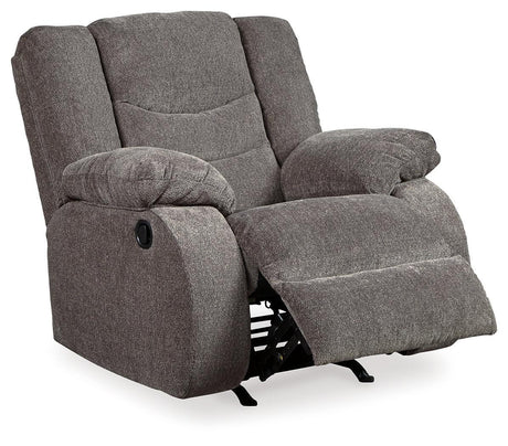 Tulen Gray Chenille Recliner - Ella Furniture