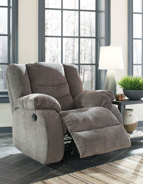 Tulen Gray Chenille Recliner - Ella Furniture