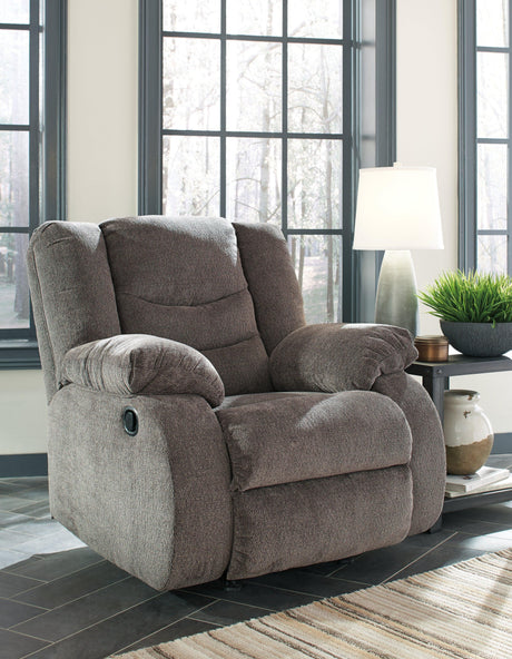 Tulen Gray Chenille Recliner - Ella Furniture