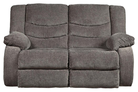 Tulen Gray Chenille Reclining Loveseat - Ella Furniture