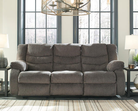 Tulen Gray Chenille Reclining Sofa - Ella Furniture