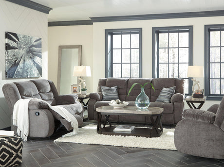 Tulen Gray Chenille Reclining Sofa - Ella Furniture