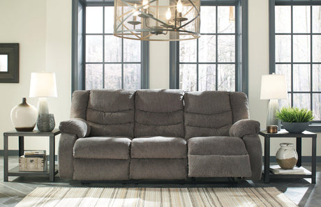 Tulen Gray Chenille Reclining Sofa - Ella Furniture